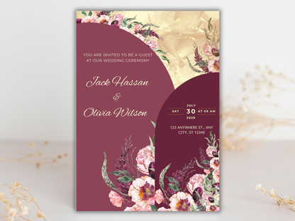 Wedding Invitation Bundle, RSVP, Thank You Card, Table Card, Menu Card, Reception Card, Details Card. WI270