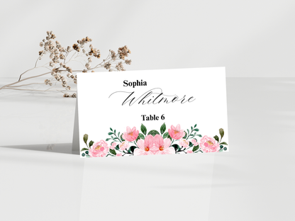 Pink Floral Wedding Invitation Suite, Blush Invite, Editable RSVP, Details, Menu & Thank You MTC385