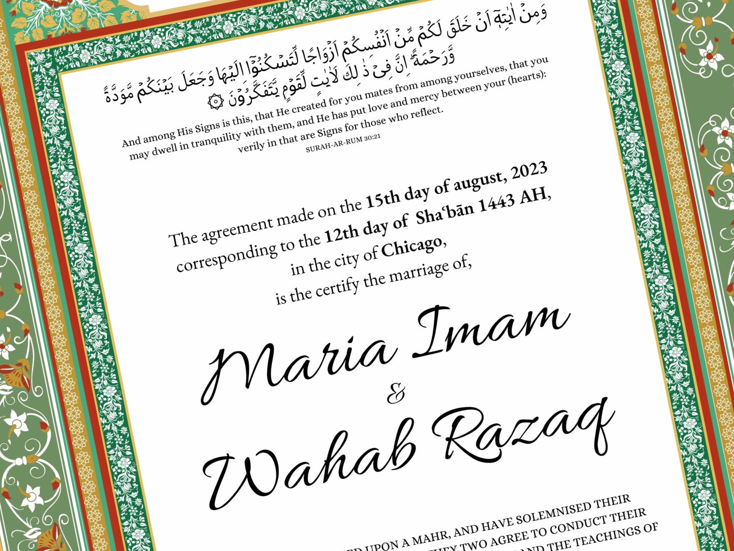 Nikkah Certificate Digital Download, Editable, Template, Muslim Contract, Muslim Marriage, A4, A3, Template, Instat Download. NN171