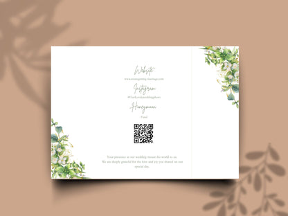 Greenery Wedding Invitation Template | Floral Timeline Itinerary Card | Rustic Botanical Printable Wedding Program. WI148