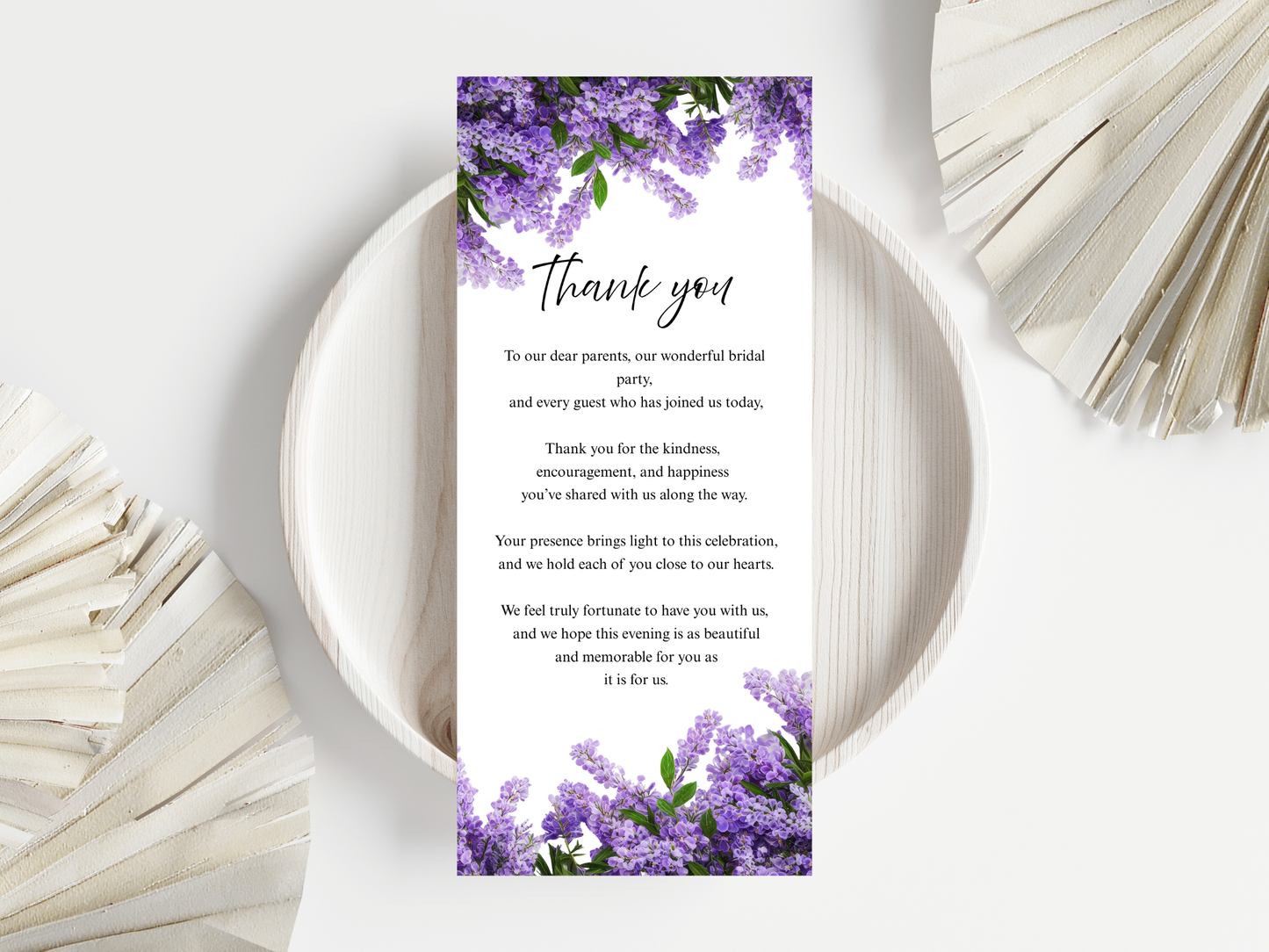 Wedding Thank you Card, Menu Card, Table Card. WI295