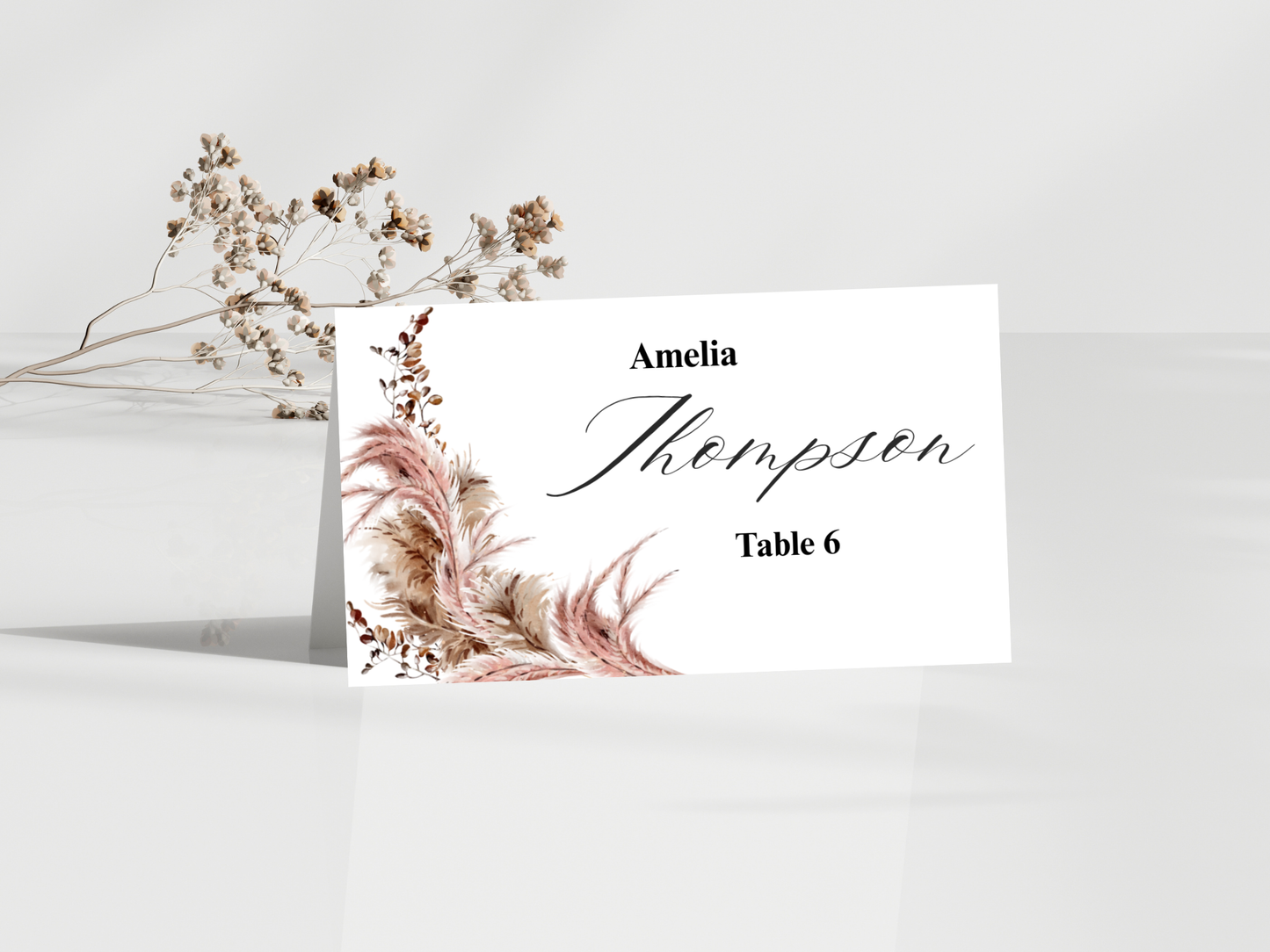 Blush Pampas Wedding Invitation Suite, Editable RSVP, Details, Menu & Thank You (Digital Download) MTC389
