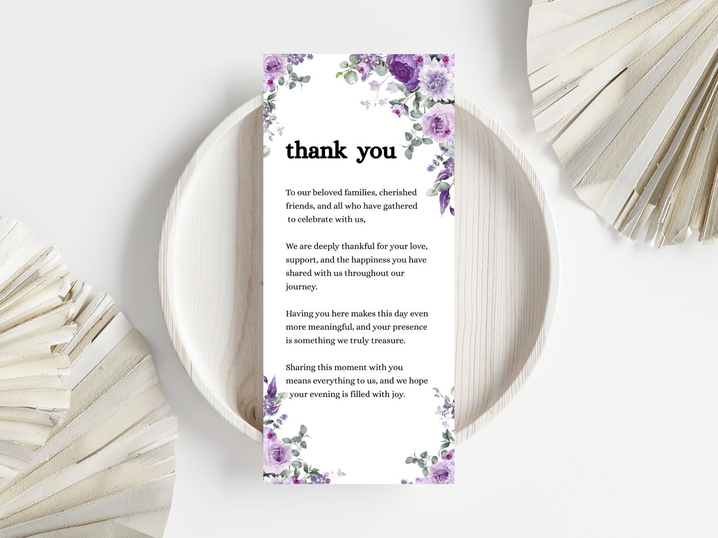 Wedding Thank you Card, Menu Card, Table Card. WI330