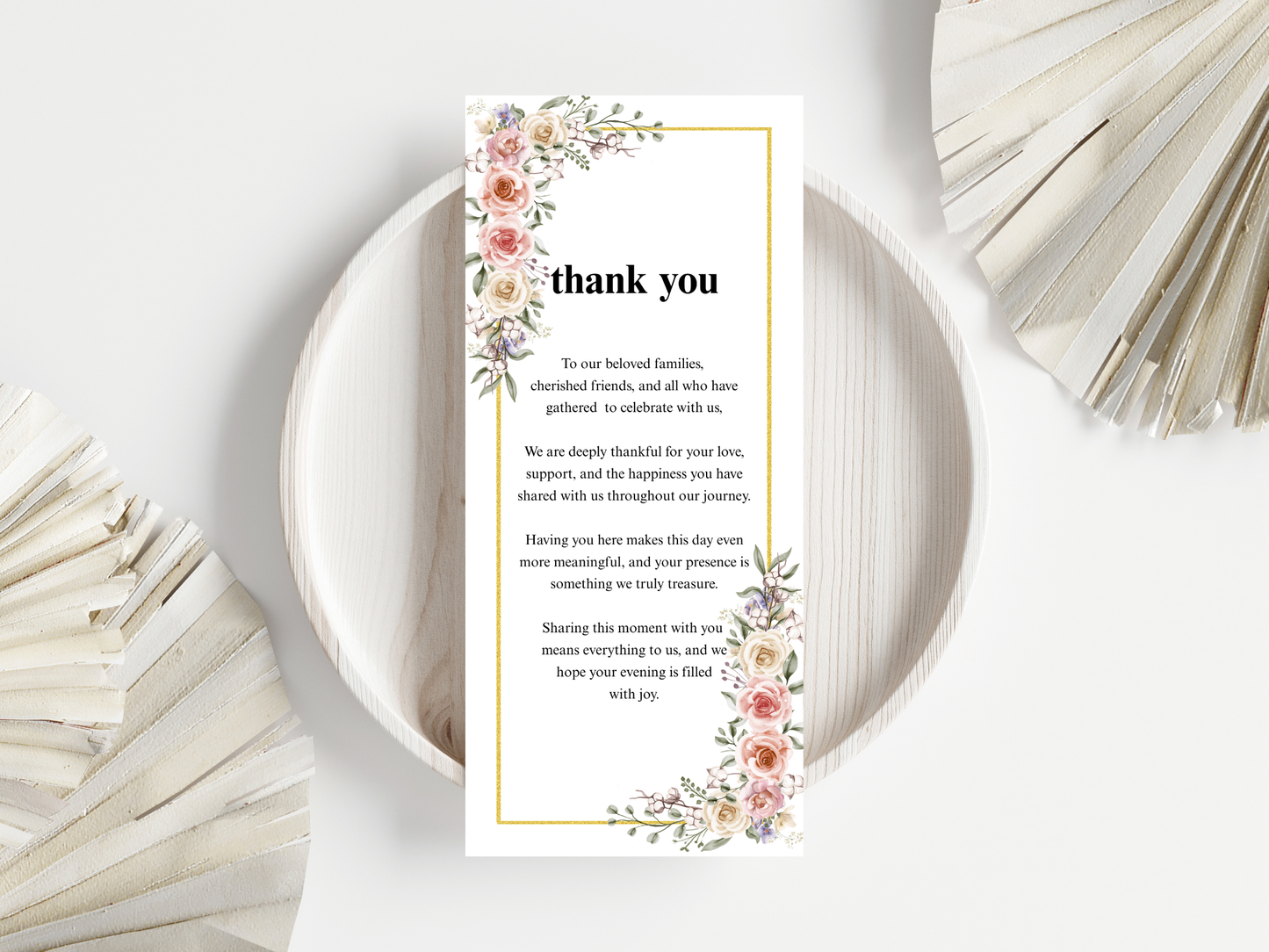 Wedding Thank you Card, Menu Card, Table Card. WI352