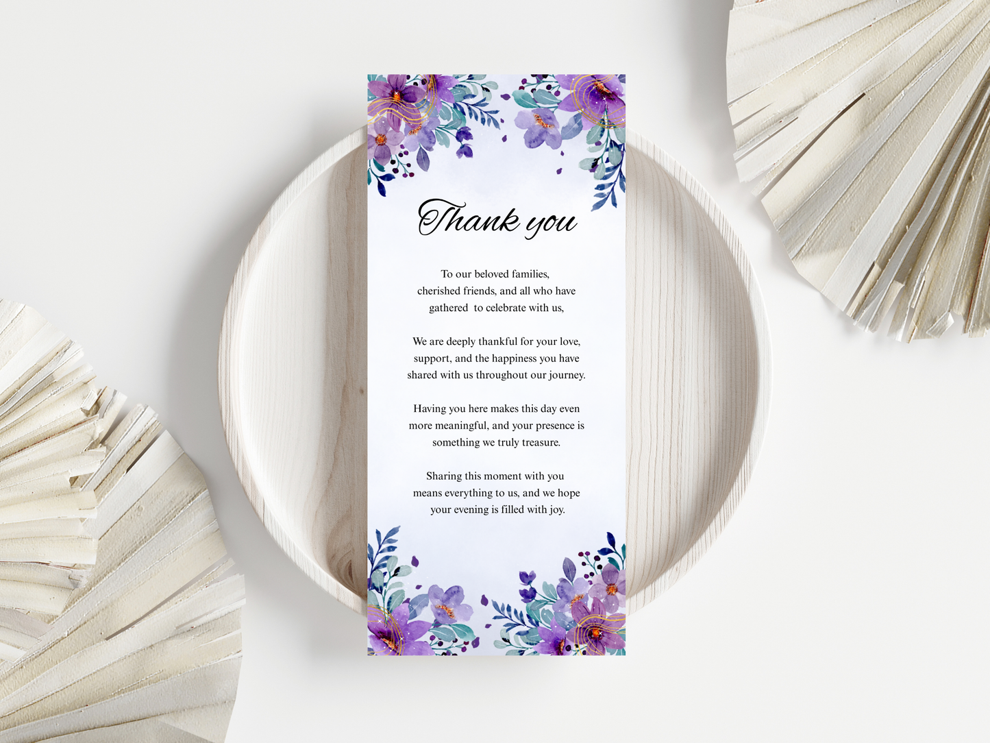 Wedding Thank you Card, Menu Card, Table Card. WI344