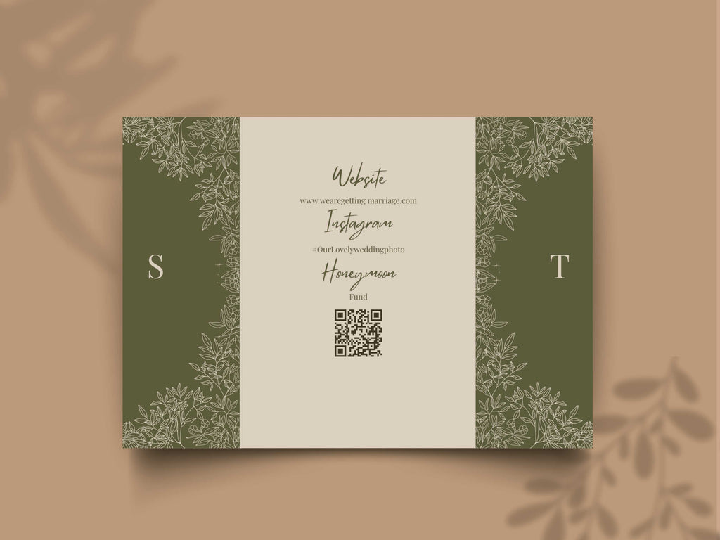 Gatefold Wedding Invitation Template, Menu Card, Thank you Card, Place Card, Name Card WI264