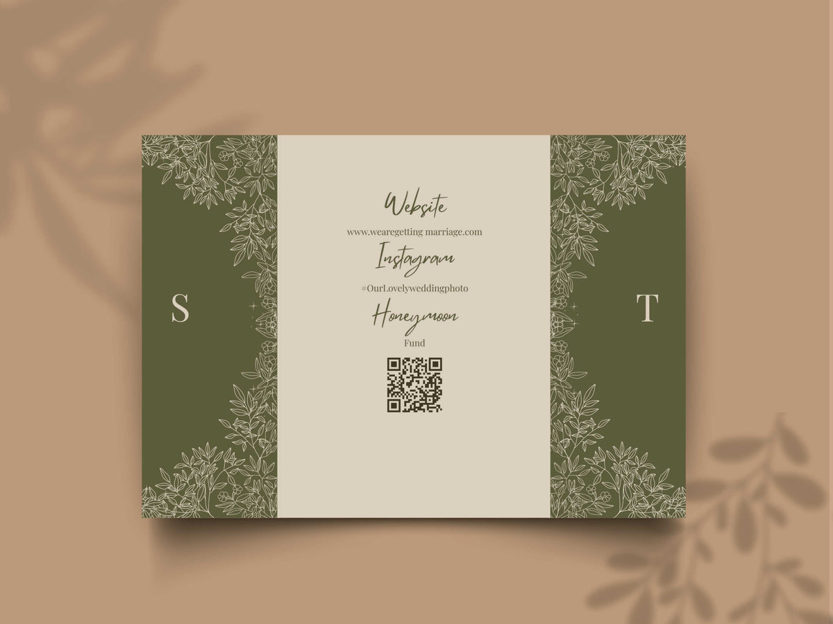 Gatefold Wedding Invitation Template, Menu Card, Thank you Card, Place Card, Name Card WI264