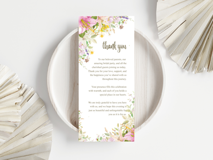 Wedding Thank you Card, Menu Card, Table Card. WI307
