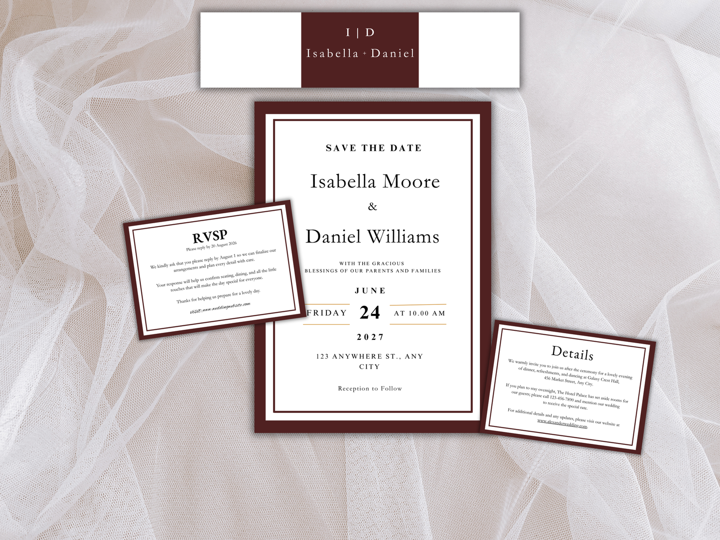 Wedding Invitation Set, RSVP, Wedding Details, Wedding Bottle Label Template, WI287