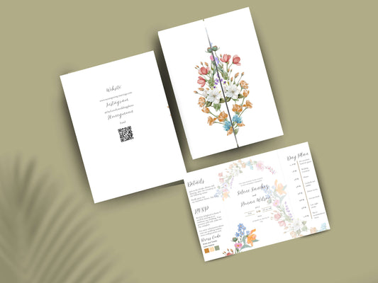 Watercolor Flower Wedding Invitation | Printable Invitation Suite | Romantic Botanical Design. WI170
