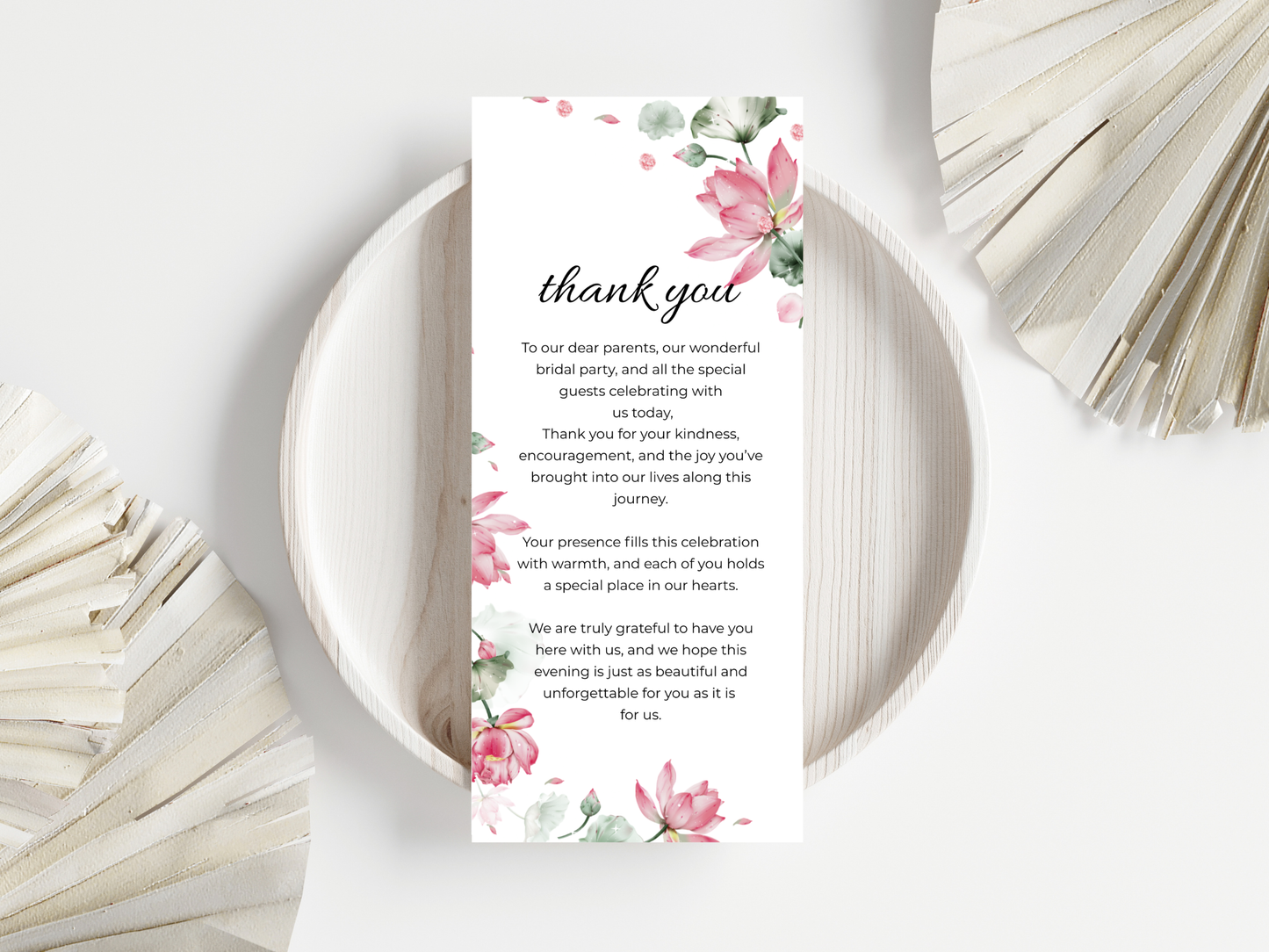Wedding Thank you Card, Menu Card, Table Card. WI312