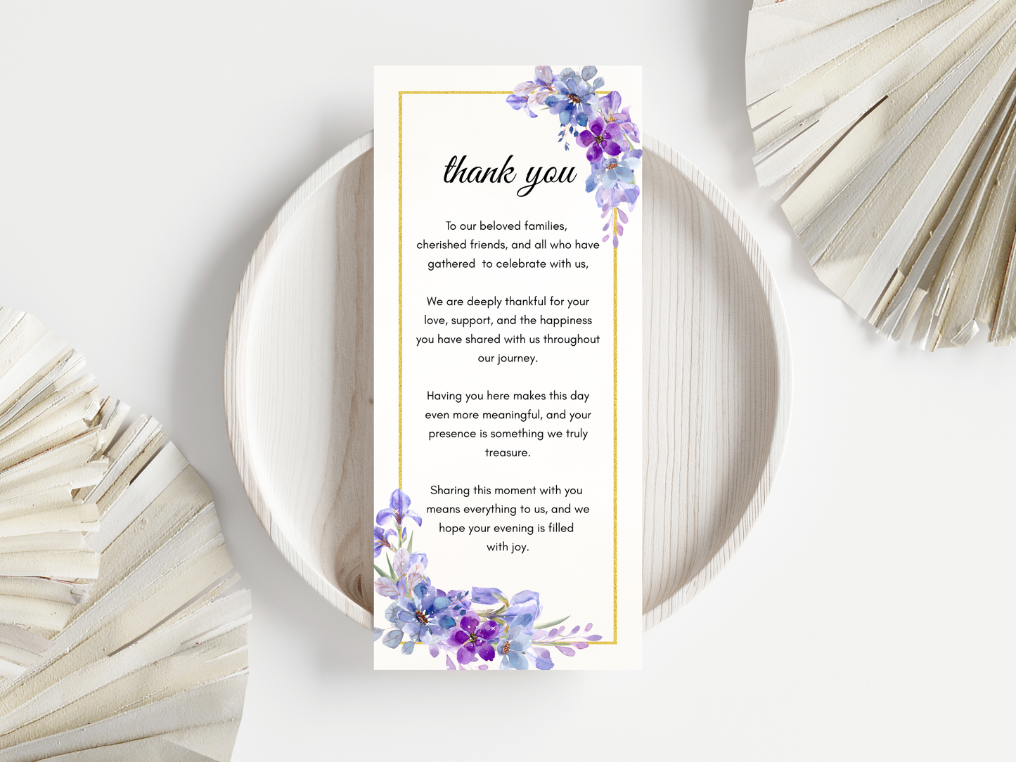 Wedding Thank you Card, Menu Card, Table Card. WI348