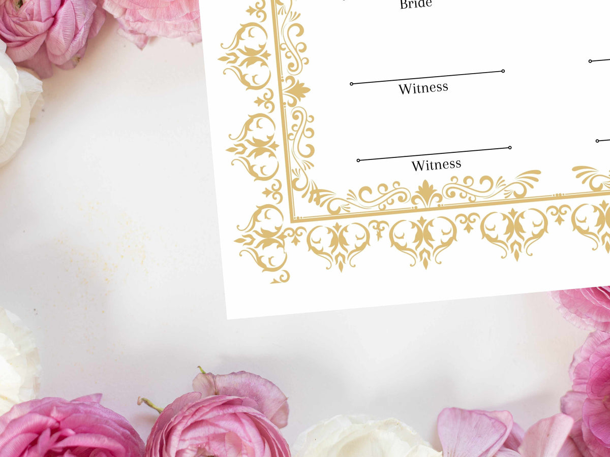 Nikkah Certificate, A4/A3 Islamic Wedding Contract Template, Nikkah Nama, Muslim Marriage, Personalised Names, Quran Verse.NN235