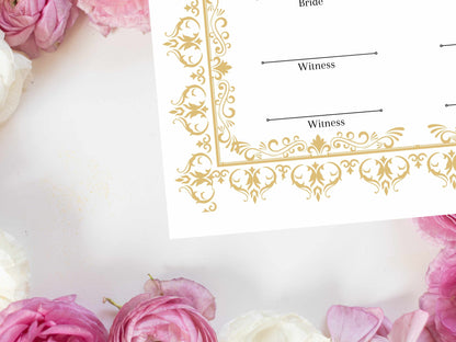Nikkah Certificate, A4/A3 Islamic Wedding Contract Template, Nikkah Nama, Muslim Marriage, Personalised Names, Quran Verse.NN235