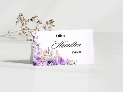 Watercolor Purple Floral Wedding invitation Bundle, Editable Canva Template, Details, RVSP, Instant Download MTC401