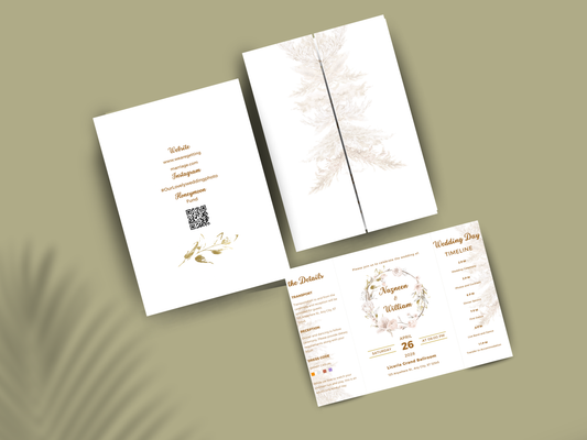 Wedding Itinerary Template | Printable Wedding Timeline & Details Card | Modern Neutral Wedding Program | Editable Canva Invitation. 173