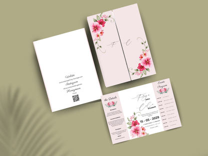 Editable Wedding Invitation Template | Floral Gatefold Design | Modern Elegant Canva Invite | Printable Wedding Set. WI184