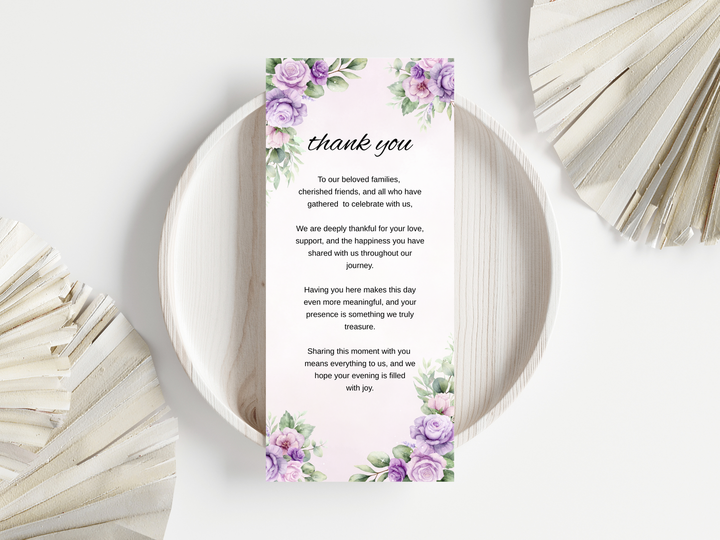 Wedding Thank you Card, Menu Card, Table Card. WI355