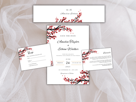 Wedding Invitation Set, RSVP, Wedding Details, Wedding Bottle Label Template, WI277