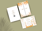 Autumn Wedding Card Template | Fall Leaves Wedding Details Card | Editable Timeline Program | Orange Wedding Invitation Printable. 174