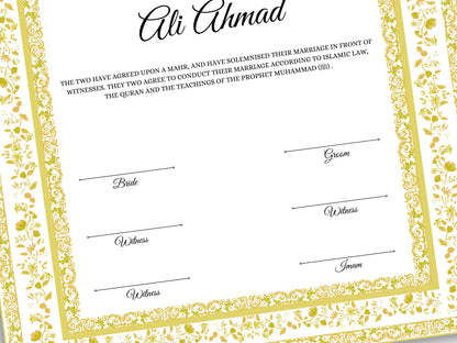 Nikkahnama | A4/A3 Custom Luxury Nikkah Contract | Digital contract | Inspired Luxury Nikkahnama | Nikkah Certificate Pdf Template. NN145