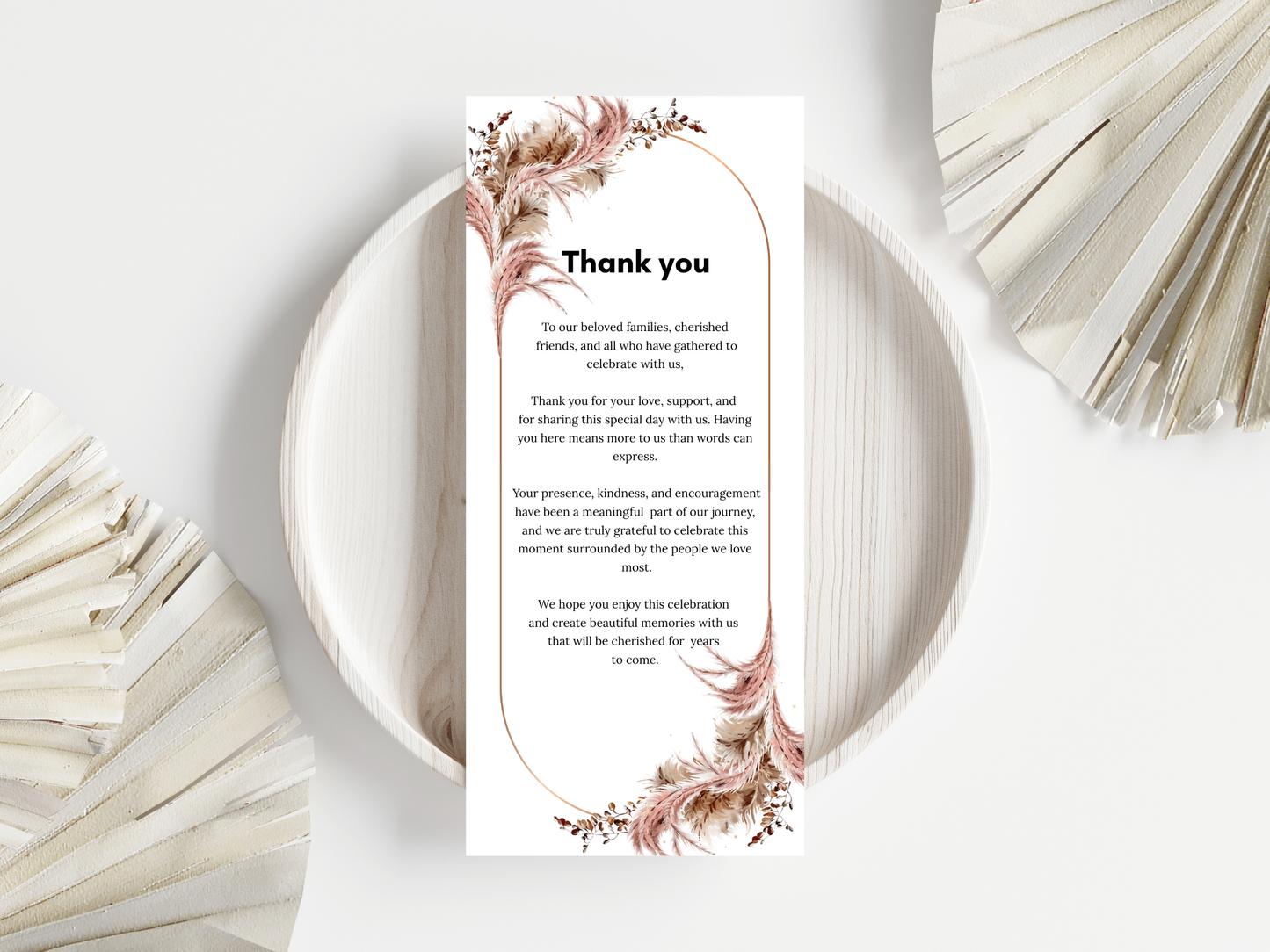 Boho Wedding Menu, Thank You, Table Cards (Editable Template) WI388