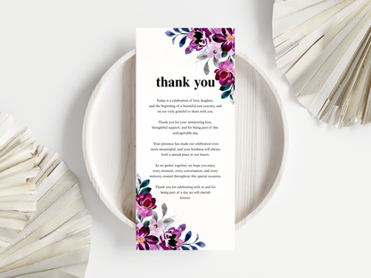 Luxury Wedding Menu Card, Table, Thank you, Editable Canva Template, Instant Download MTC410