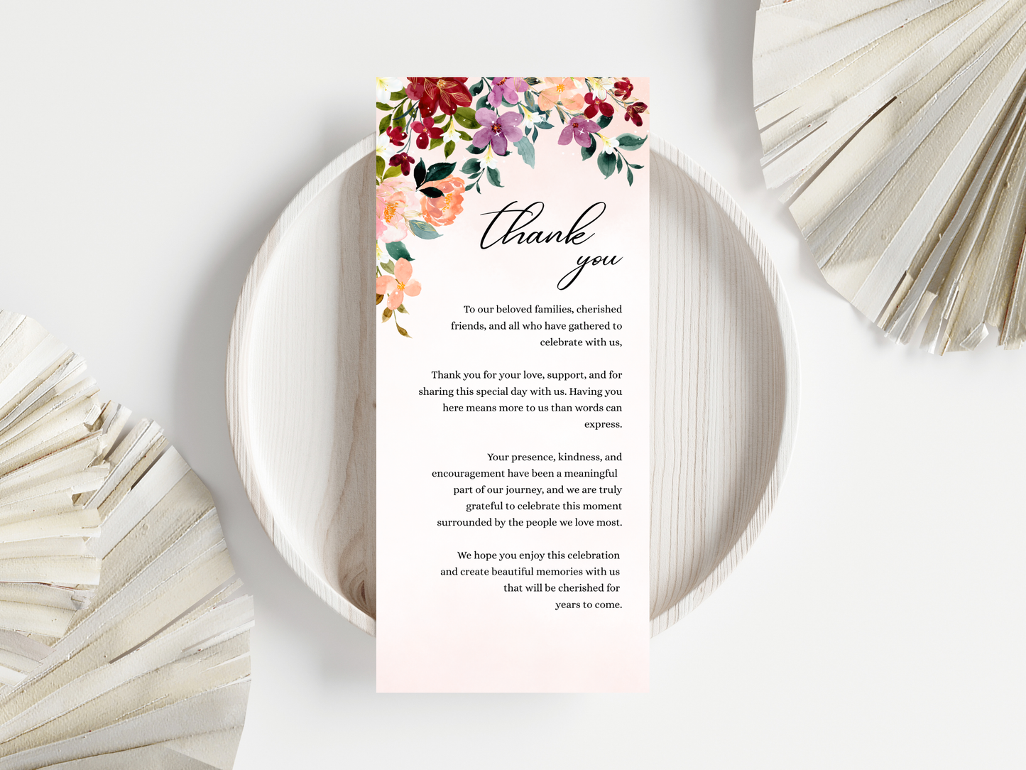 Burgundy Wedding Menu, Thank You, Table Cards (Editable Canva Template) WI380