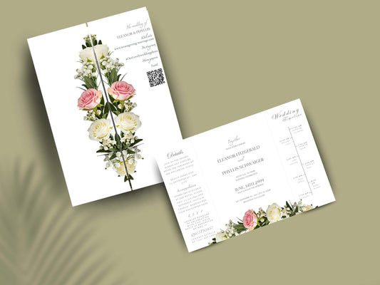 Elegant Wedding Invitation Card | Modern Floral Timeline Invite | Printable Details & Schedule | Personalized Digital Download. WI162