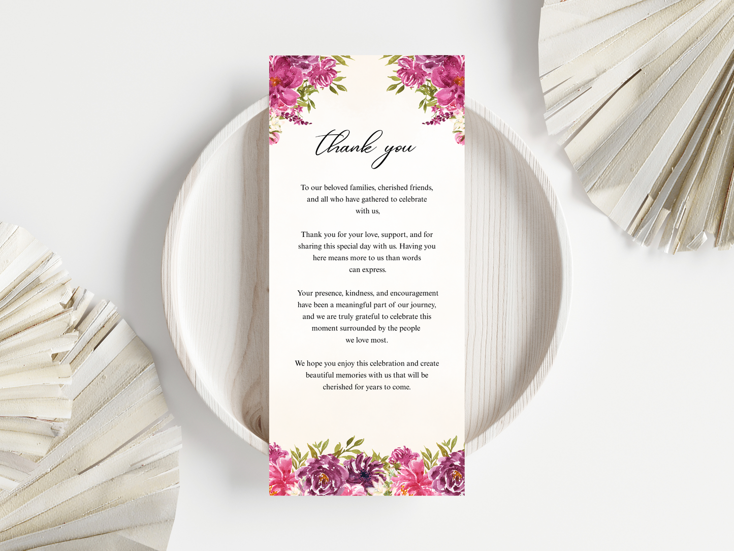 Wedding Thank you Card, Menu Card, Table Card. WI367