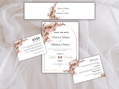 Wedding Invitation, RSVP, Details Card, Bottle label MTC388