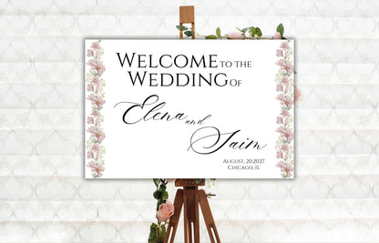 Flower Wedding Welcome Sign, Wedding Entrance Sign Template, Editable, Custom Wedding Welcome Poster, Wedding Decorations. WS24