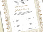 Luxury Nikkah Certificate in Pdf, Nikkah Contract Template, Traditional Islamic Wedding Agreement, Digital Download. NN195