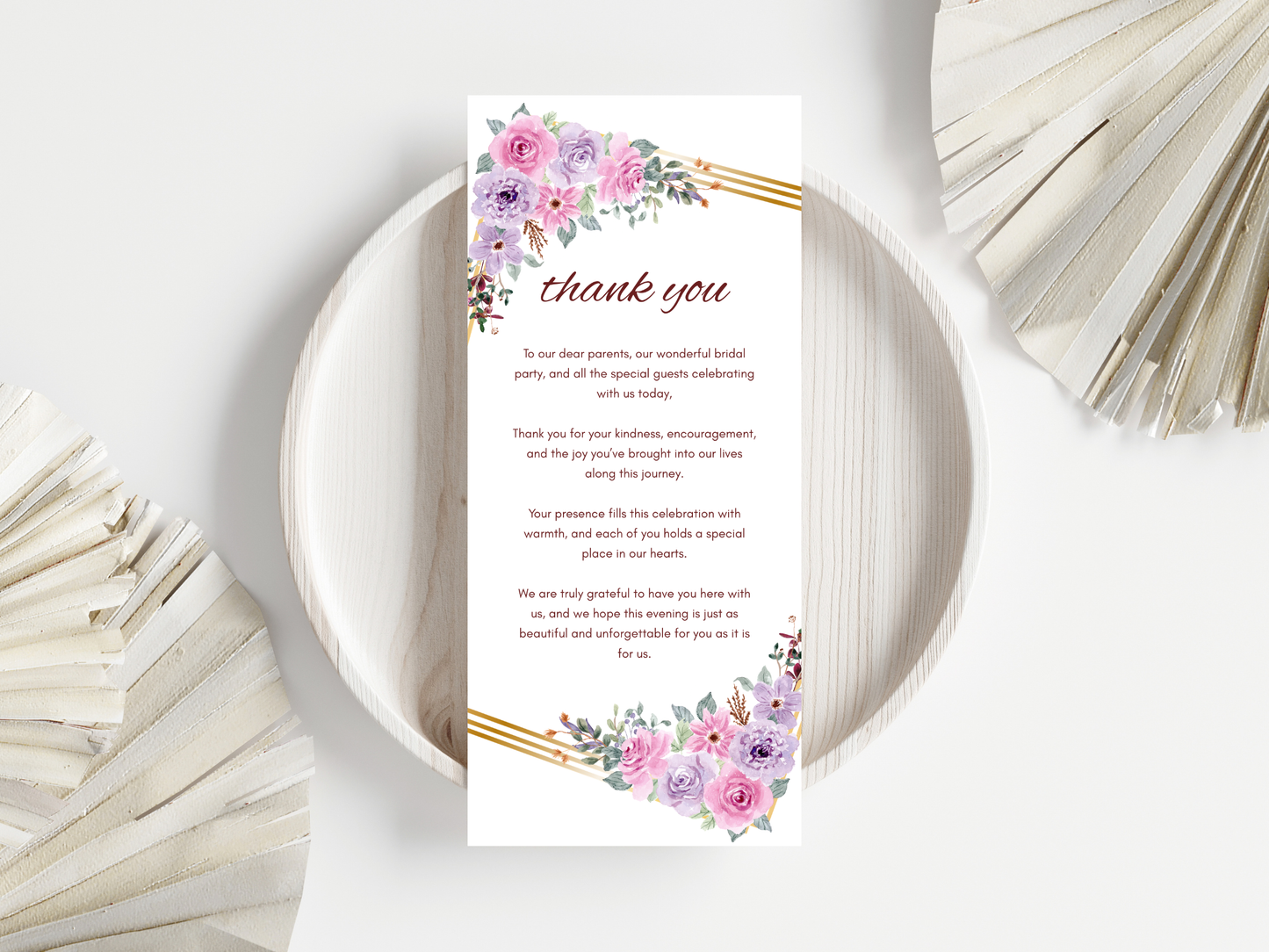 Wedding Thank you Card, Menu Card, Table Card. WI316