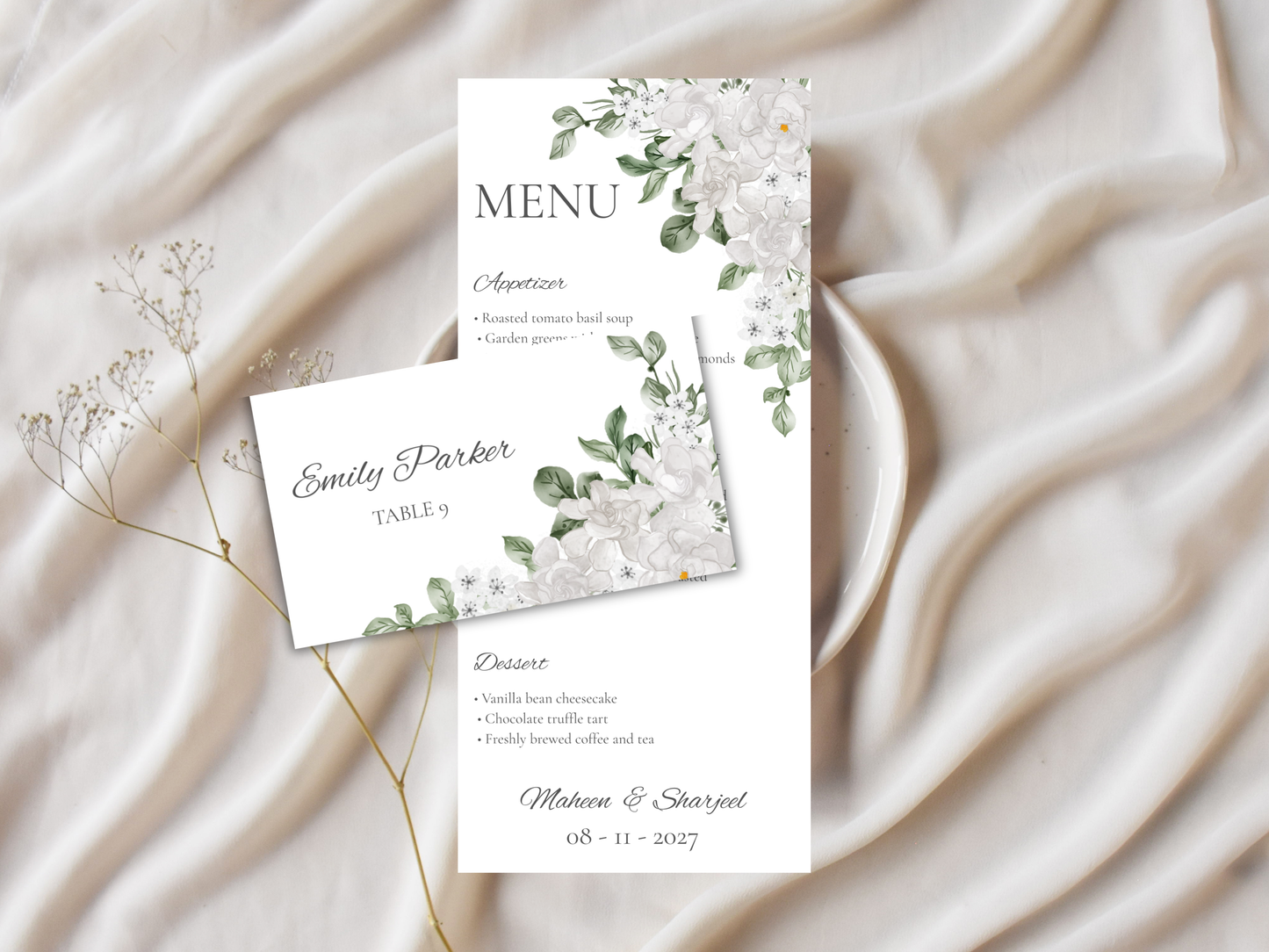 Wedding Menu | Editable Printable Table Place Card. WI205