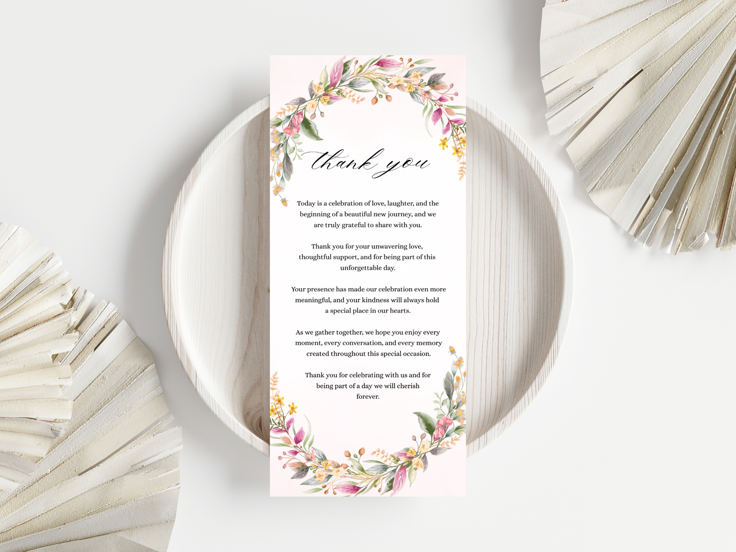 Floral Wedding Menu Card, Table, Thank you, Editable Canva Template, Instant Download MTC404