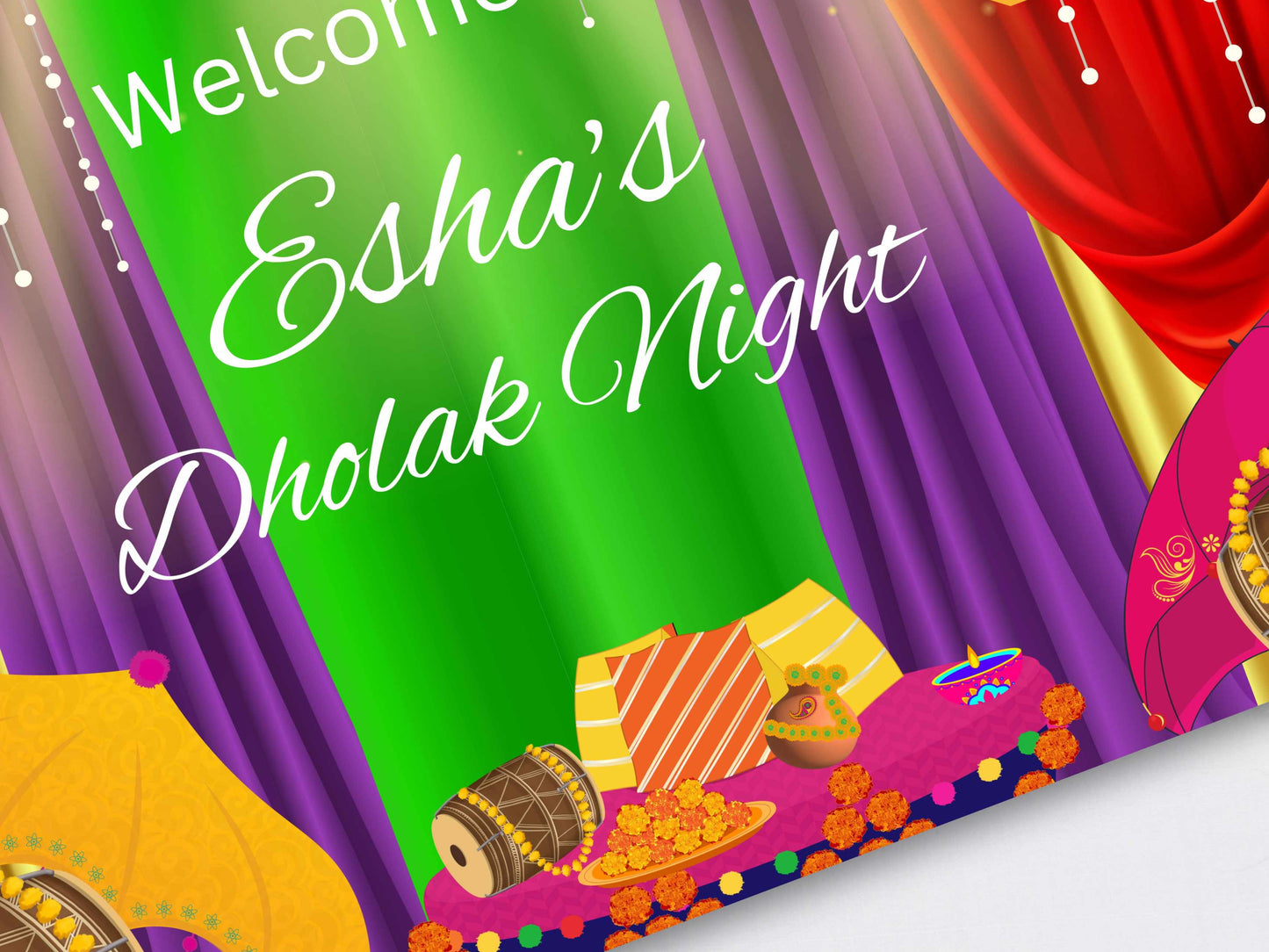 Dholki Welcome Sign as Dholki decor Digital, Dholki Sign & Dholki decoration. Muslim Dholki Decor signs , Digital Download. 2