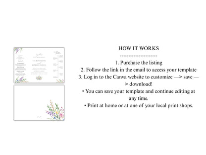 Elegant Floral Gatefold Wedding Invitation | Modern Minimalist Invite | Rustic Boho Wedding Card with Timeline & RSVP Details. WI131