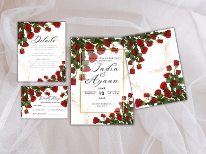 Wedding Invitation Template, RSVP, Details Card, Menu Card, Thank you Card, Place Card, Name Card WI266