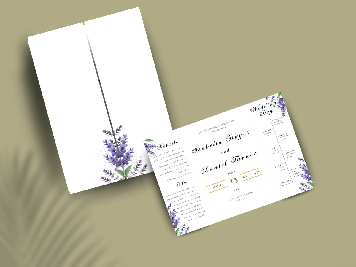 Elegant Wedding Invitation Card | Modern Floral Timeline Invite | Printable Details & Schedule | Personalized Digital Download. WI161
