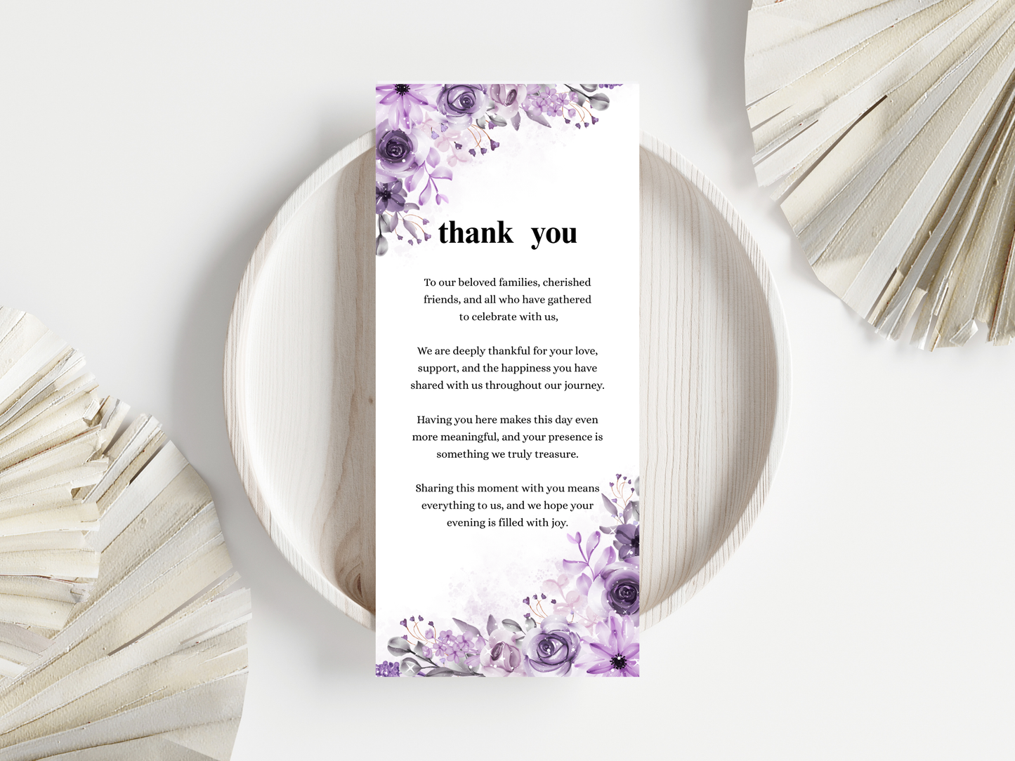 Wedding Thank you Card, Menu Card, Table Card. WI328