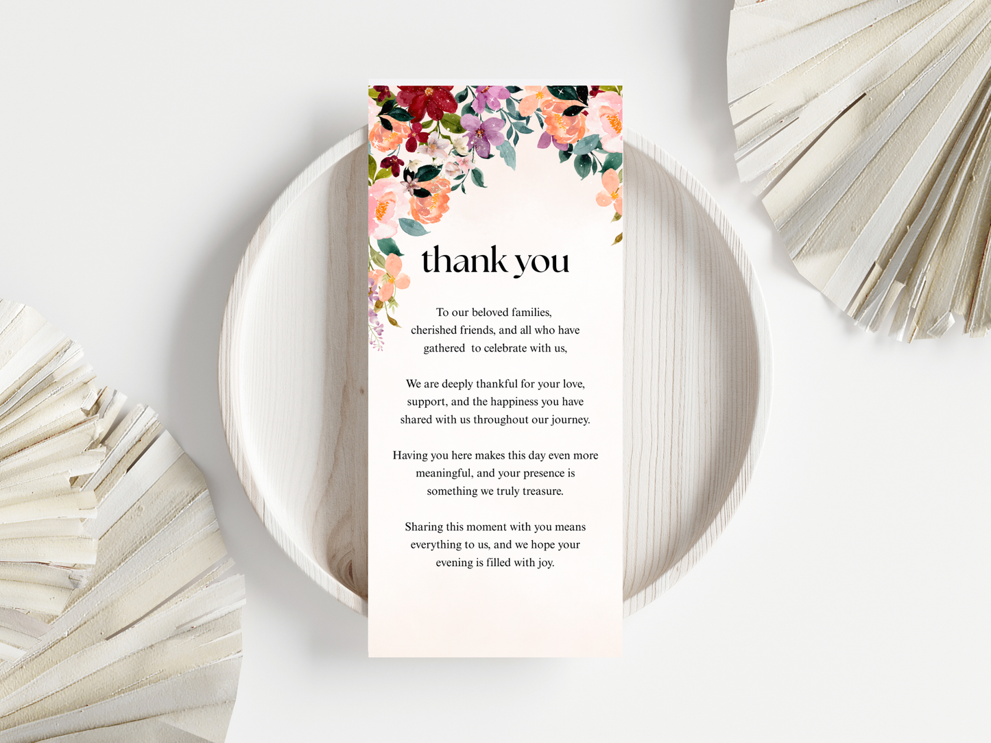 Wedding Thank you Card, Menu Card, Table Card. WI358