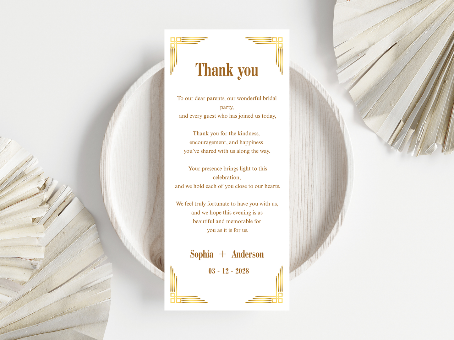 Wedding Thank you Card, Menu Card, Table Card. WI298