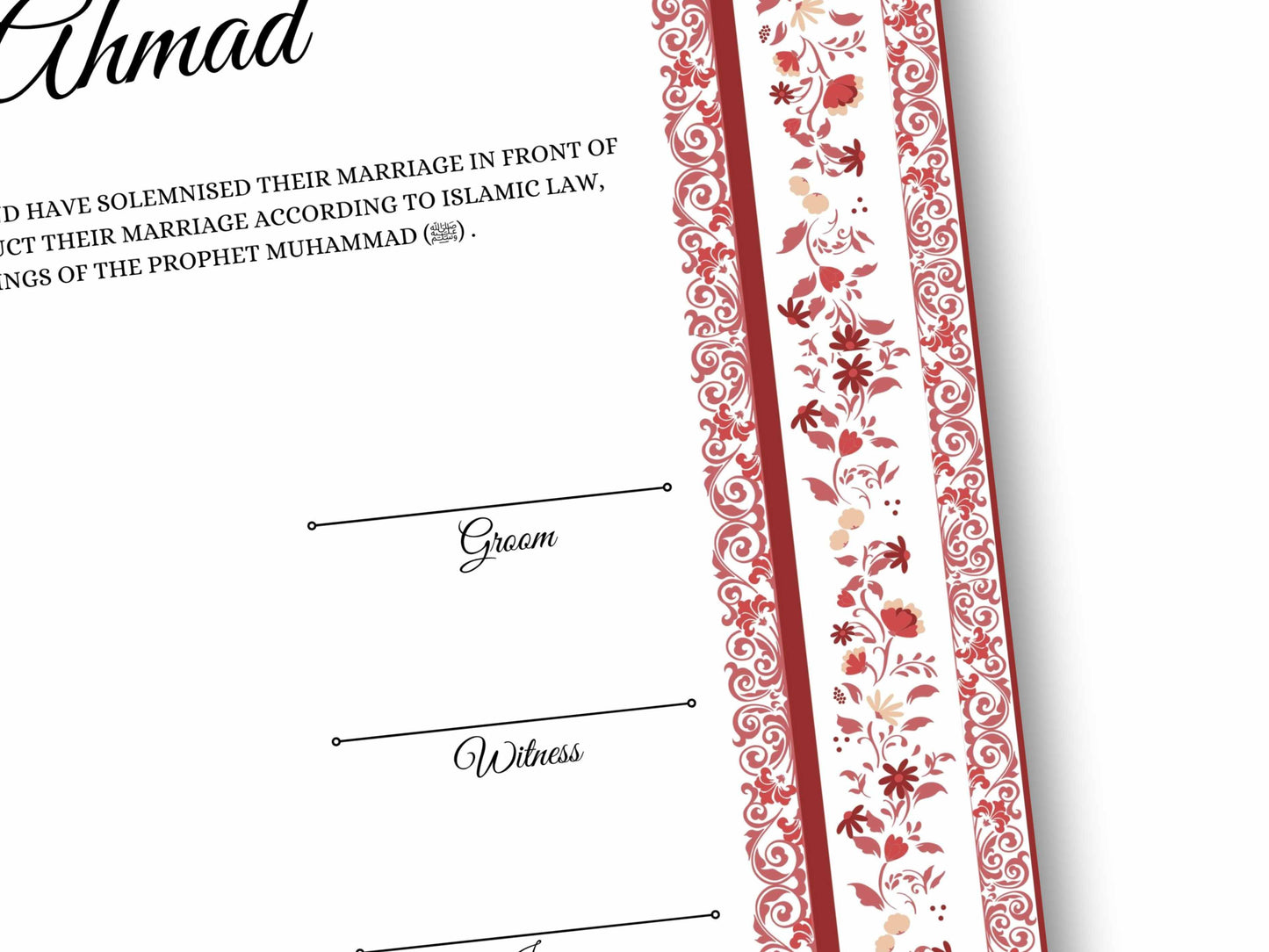 Nikkah Certificate Digital Download Personalized, Luxury Nikkah Contract, Islamic Wedding Contract, Personalized Muslim Wedding Gift. 149