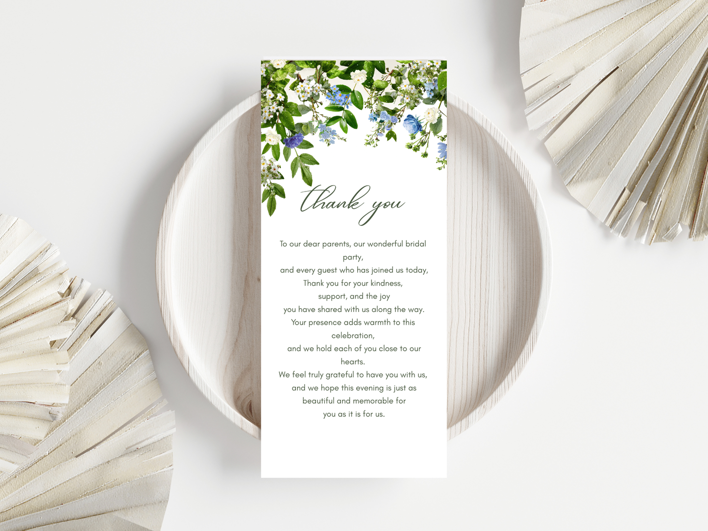 Wedding Thank you Card, Menu Card, Table Card. WI310