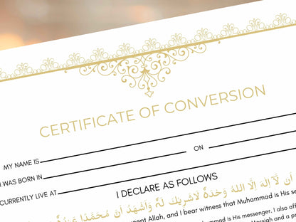 Conversion Certificate, Muslim Conversion Certificate, Shahada Certificate, Convert Certificate, Editable, Printable, Instant Download. CC2