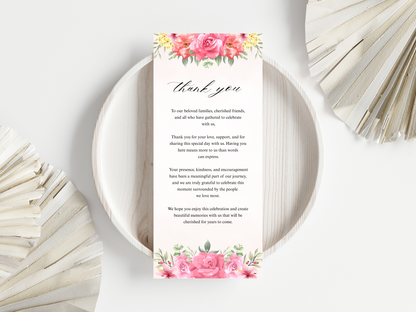 Wedding Thank you Card, Menu Card, Table Card. WI366
