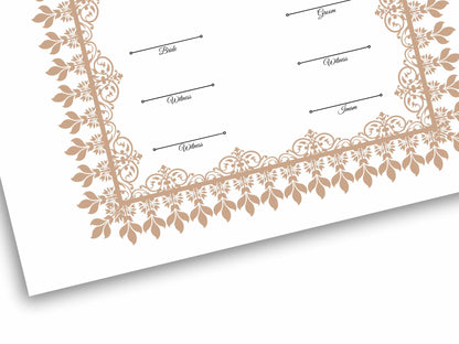 A4 / A3 Nikkah Contract Template, Islamic Wedding Certificate, Nikkahnama Digital Customized. NN160