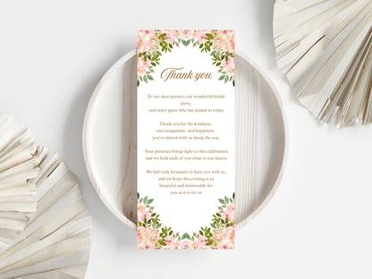 Wedding Thank you Card, Menu Card, Table Card. WI300