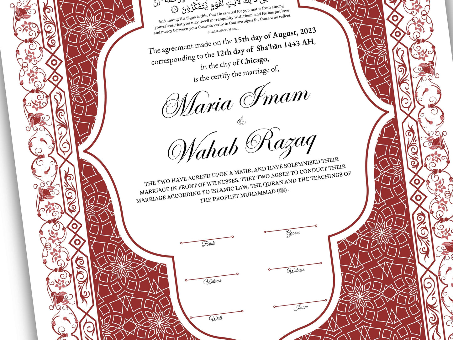 Nikkah Contract Template,Printable Nikkah Contract,Editable Nikkahnama, Muslim Wedding Certificate,Digital Download,Islamic Marriage. NN193